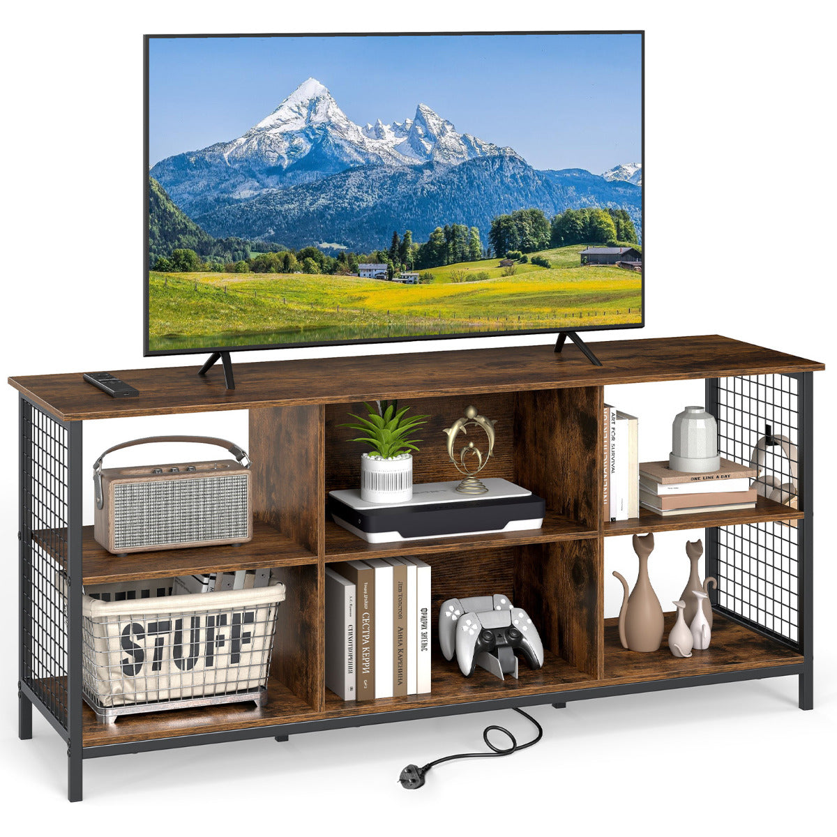 3-tier Entertainment Center with Power Outlets- — Shopsta UK