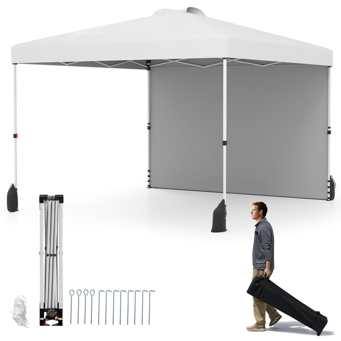 3 x 3 m Pop up Canopy Tent with 1 Sidewall Wheeled Bag-