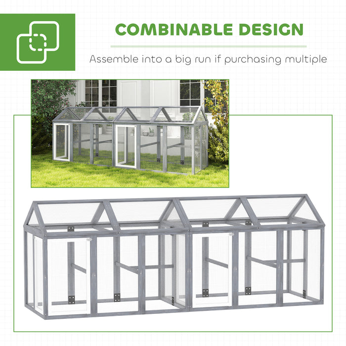 PawHut 2-Piece Wooden Chicken Coop and Run Set, Poultry Run Cage with Nesting Box, Slide-Out Tray, Roof, Perch