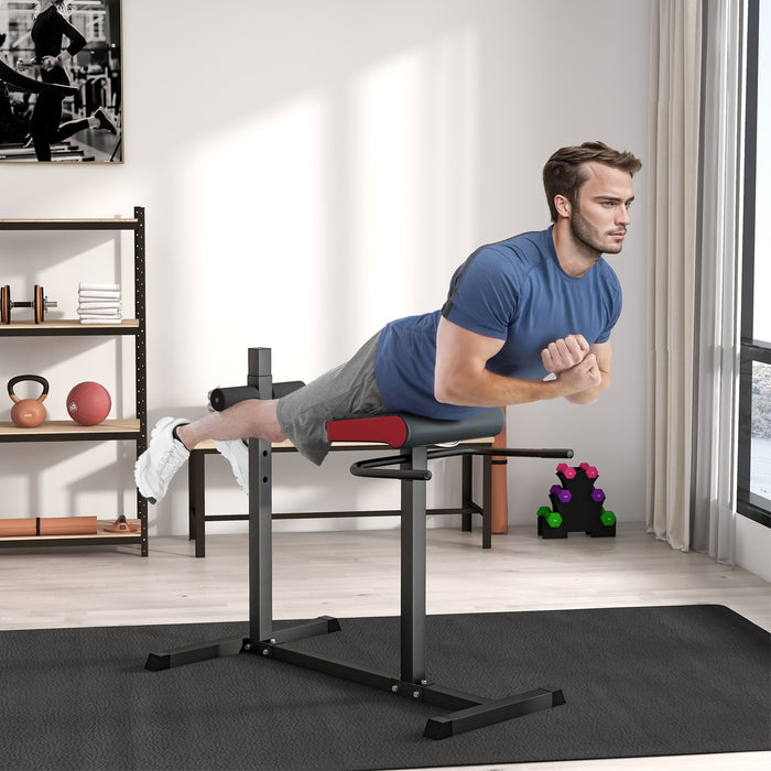 Adjustable Hyperextension Bench - Back Extension Roman Chair with Leg Roller - Strengthening Core, Abs, and Glutes Workout Equipment
