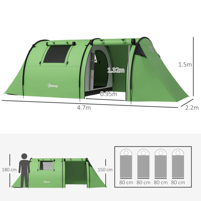 3000mm Waterproof 3-4 Person Tent - Family Camping Shelter with Separate Bedroom & Living Space - Ideal for Outdoor Adventures with Carry Bag, Dark Green