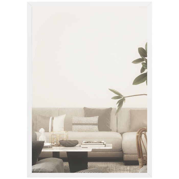 HOMCOM Rectangular wall mirror 60 x 40 cm, white wood frame, ideal for bathroom, living room or bedroom