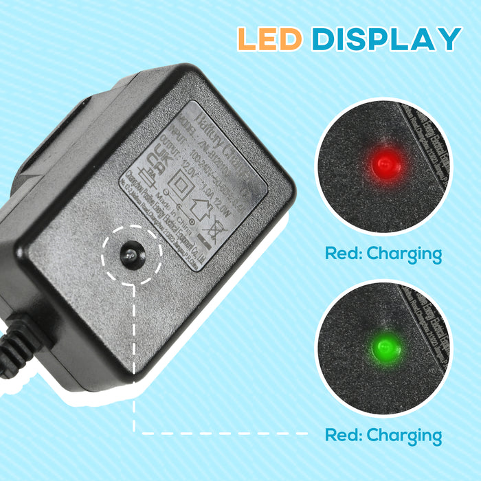 12V 1A Vehicle Battery Charger - Compatible with Electric Ride-On Cars - Keeps Kids' Toy Vehicles Powered and Ready for Adventure