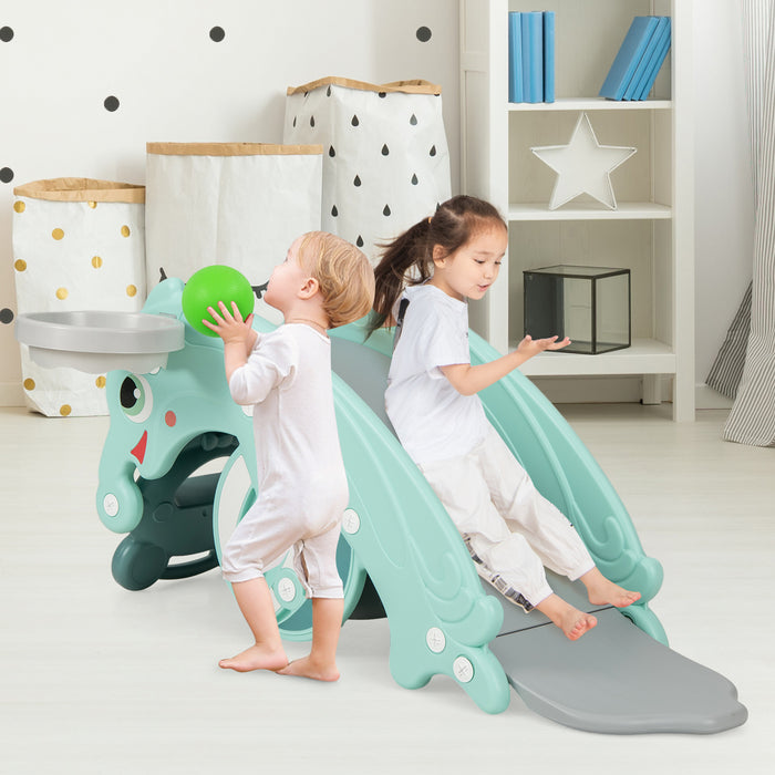 3-in-1 Kids Set - Slide, Rocking Horse, Basketball Hoop Convertible Playground Equipment - Ideal for Active Children's Entertainment