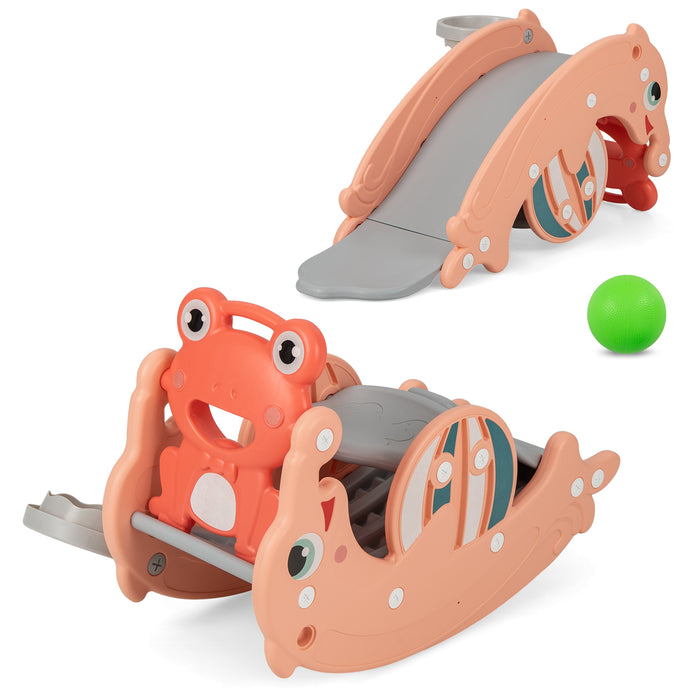 3-in-1 Kids Set - Slide, Rocking Horse, Basketball Hoop Convertible Playground Equipment - Ideal for Active Children's Entertainment