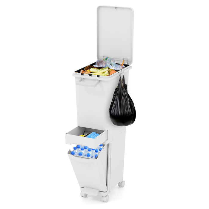 3 in 1 Multifunctional Kitchen Trash Can with Tilt-Designed Bottom Bin