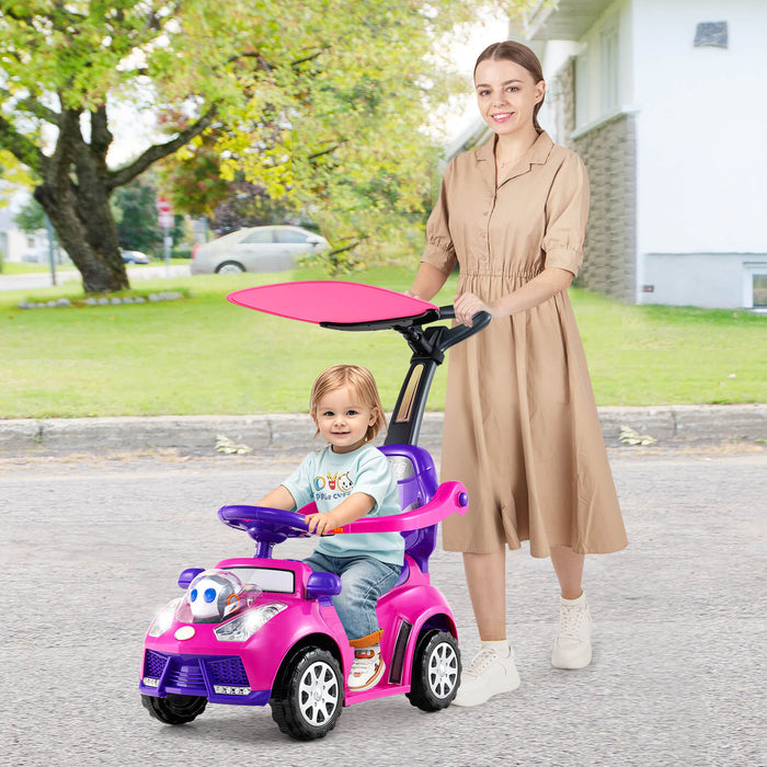 3-in-1 Push Car for Toddler Sliding Car with Seat Belt and Canopy-