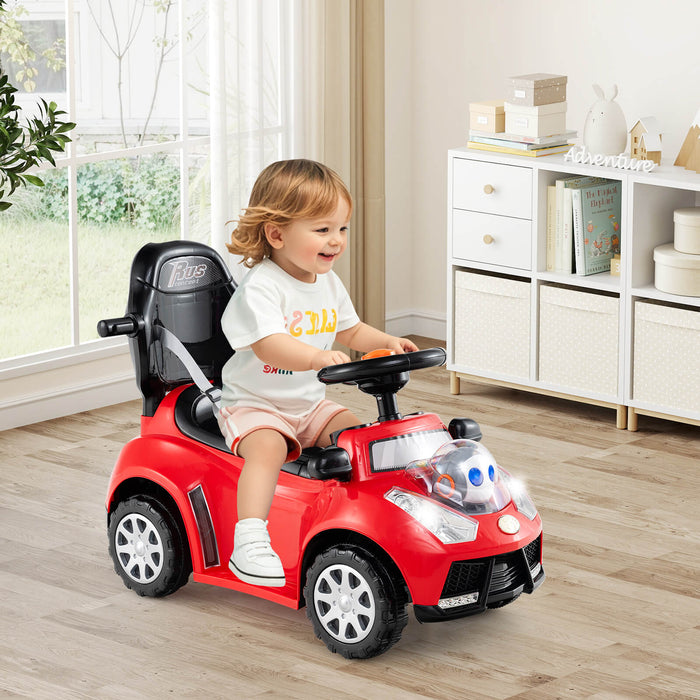 3-in-1 Push Car for Toddler Sliding Car with Seat Belt and Canopy-