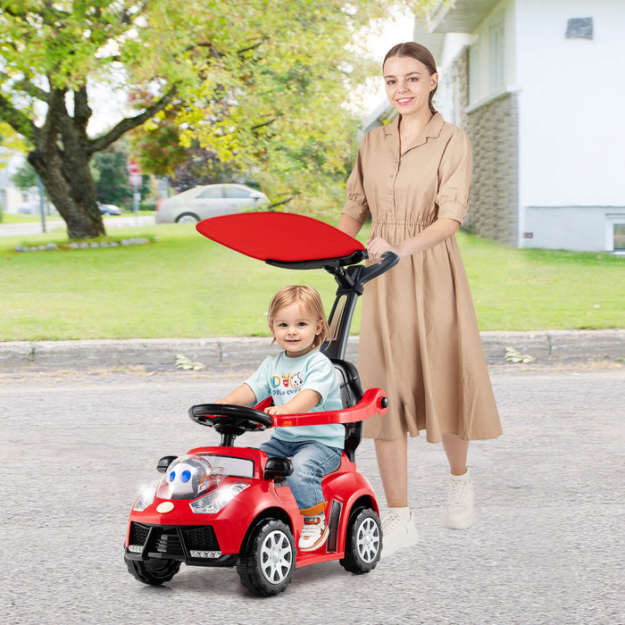 3-in-1 Push Car for Toddler Sliding Car with Seat Belt and Canopy-