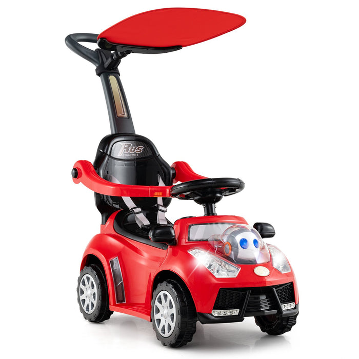 3-in-1 Push Car for Toddler Sliding Car with Seat Belt and Canopy-