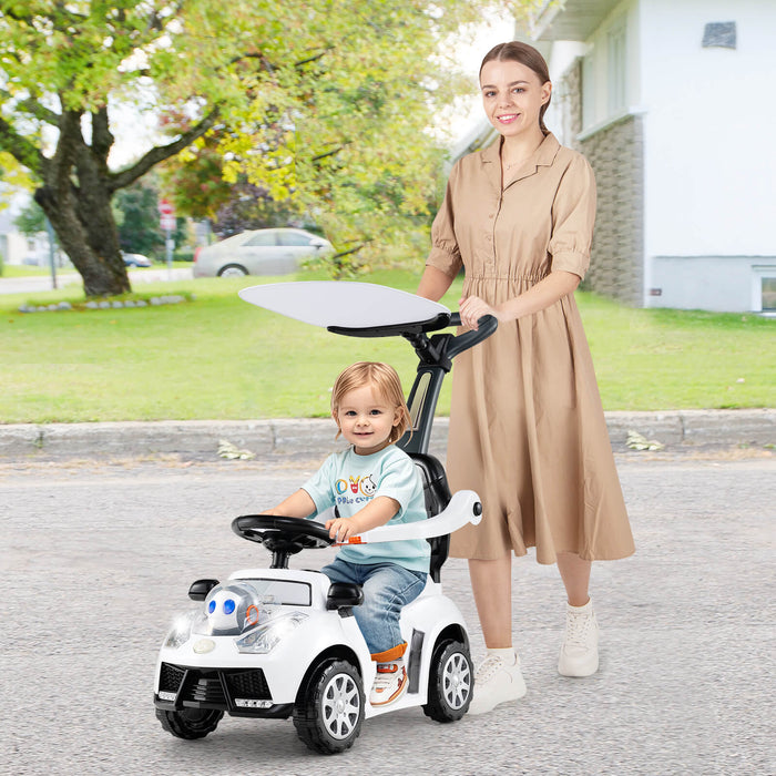 3-in-1 Push Car for Toddler Sliding Car with Seat Belt and Canopy-