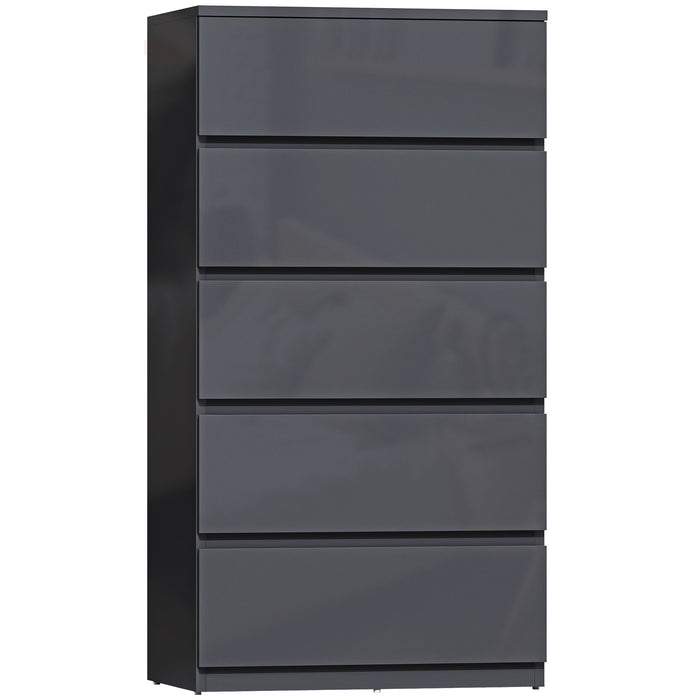 HOMCOM Chest of Drawers, 5-Drawer Storage Cabinets, Modern Dresser, Storage Drawer Unit for Bedroom