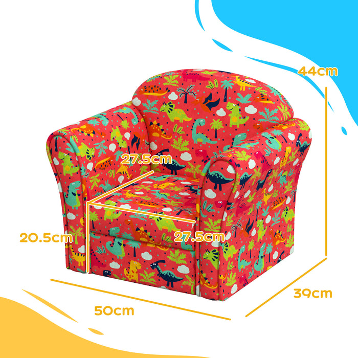 Dinosaur-Themed Kids Armchair - Sturdy Wooden Frame & Cozy Chair for Children - Perfect for Bedroom, Playroom, or Kids Spaces
