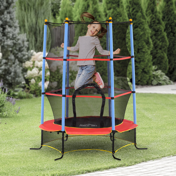 HOMCOM Kids Trampoline, with Safety Net, for Ages 3-10 Years