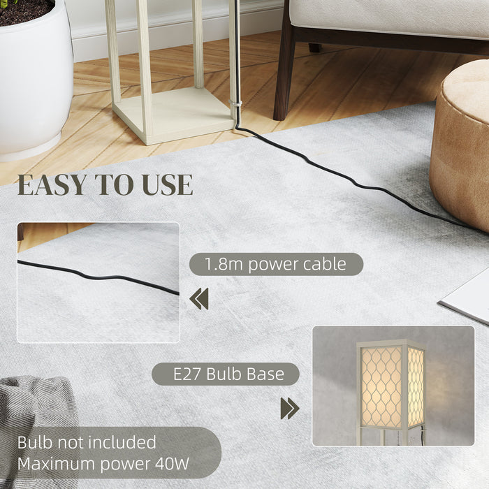 HOMCOM Three-Shelf Standing Lamp - Oak/White