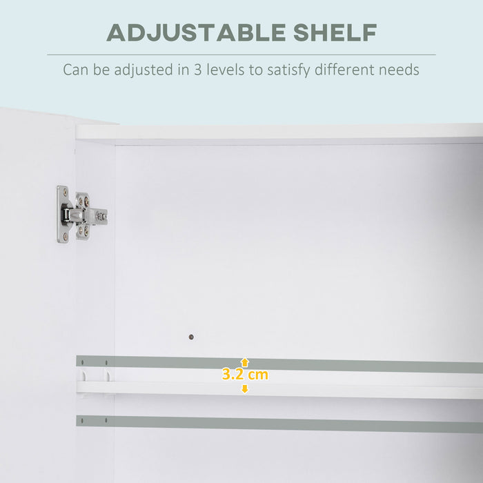 kleankin Bathroom Cabinet with Mirror, Wall Mounted Bathroom Mirror Cabinet with Adjustable Shelf, 2 Doors Storage Cupboard, White