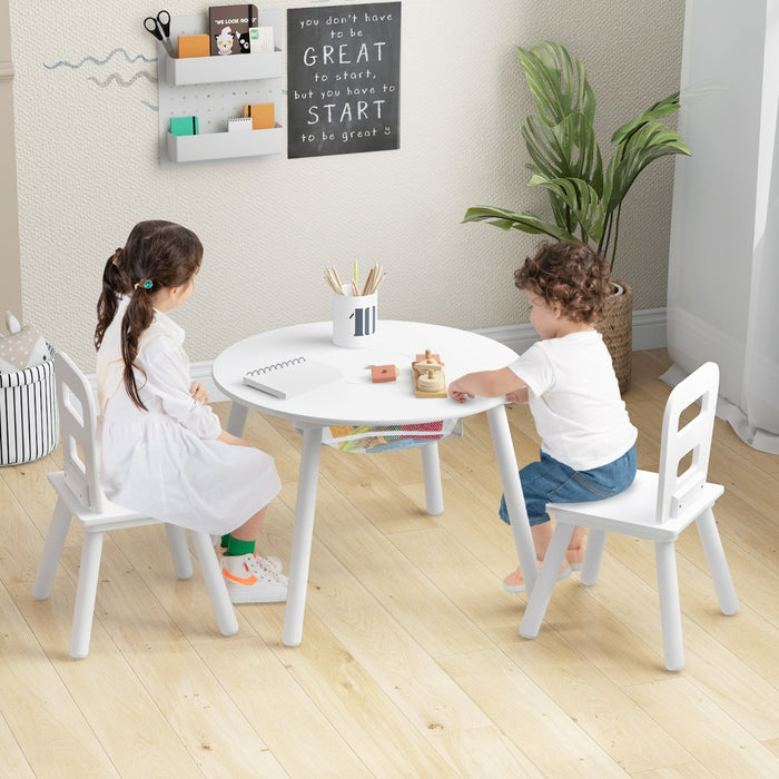 3pcs Wooden Kid's Activity Table Set with Mesh Storage-