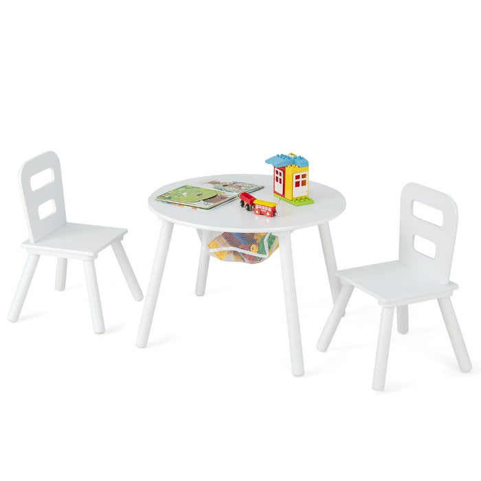 3pcs Wooden Kid's Activity Table Set with Mesh Storage-