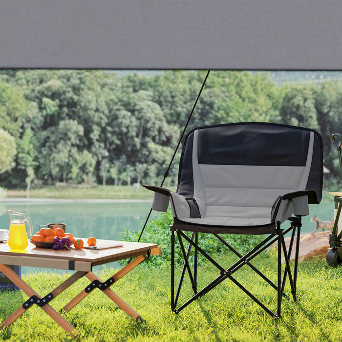 Outsunny Portable Padded Camping Chair, with Bag - Black/Grey