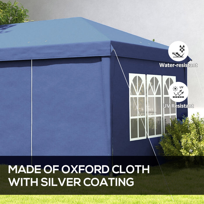 Outsunny 3x6m Pop-Up Gazebo, with Curtain Walls and Windows, Blue