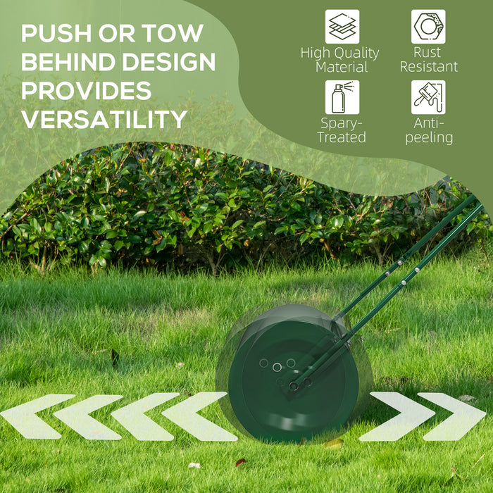 Outsunny 63 L Heavy Duty Water Or Sand Filled Φ30cm Garden Steel Lawn Roller Drum - Dark Green
