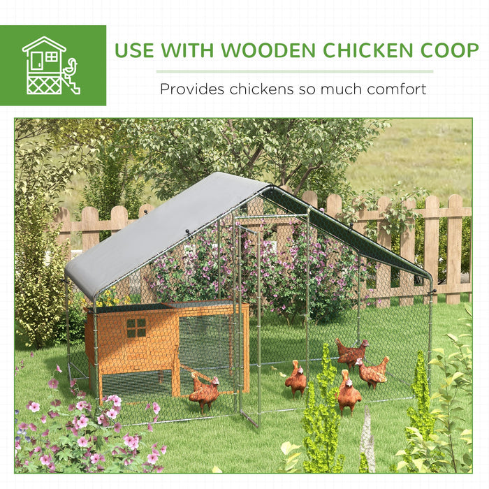 Galvanised Walk In Chicken Coop - Spacious Hen House with Water-Resistant Cover, 3 x 1.7 x 1.9m - Ideal for Backyard Poultry Keepers