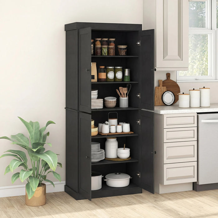 4-Door Modern Freestanding Storage Organizer with 2 Adjustable Shelves-