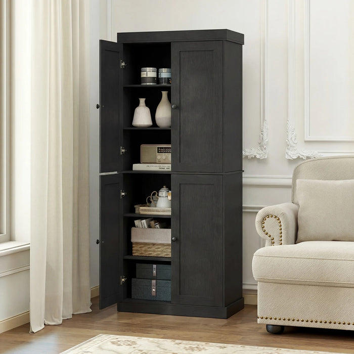 4-Door Modern Freestanding Storage Organizer with 2 Adjustable Shelves-