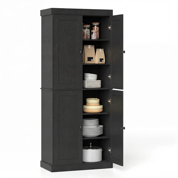 4-Door Modern Freestanding Storage Organizer with 2 Adjustable Shelves-