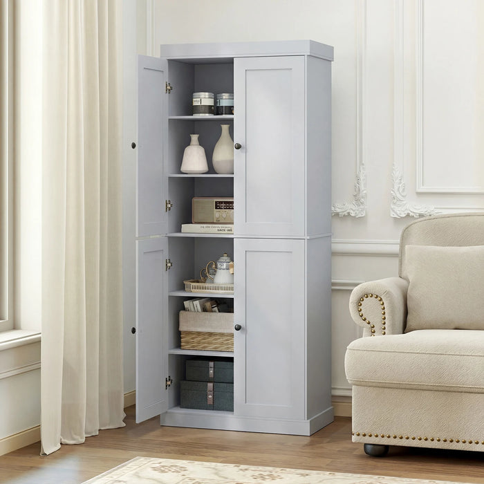 4-Door Modern Freestanding Storage Organizer with 2 Adjustable Shelves-