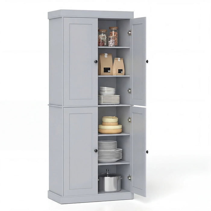 4-Door Modern Freestanding Storage Organizer with 2 Adjustable Shelves-