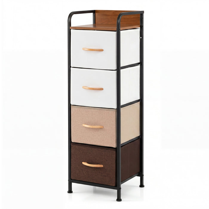 4-Drawer Dresser with Removable Fabric Bins and Top Shelf Narrow for Bedroom-