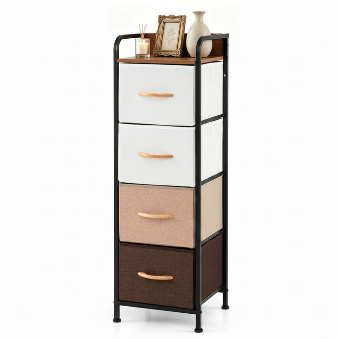 4-Drawer Dresser with Removable Fabric Bins and Top Shelf Narrow for Bedroom-