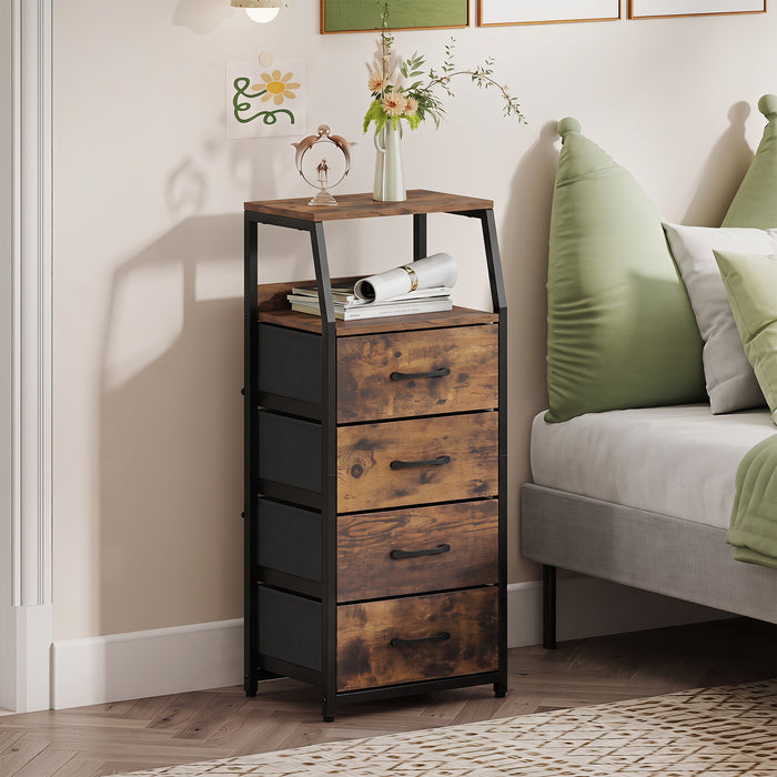 4-Drawer Storage Cabinet with Detachable and Foldable Fabric Drawers-