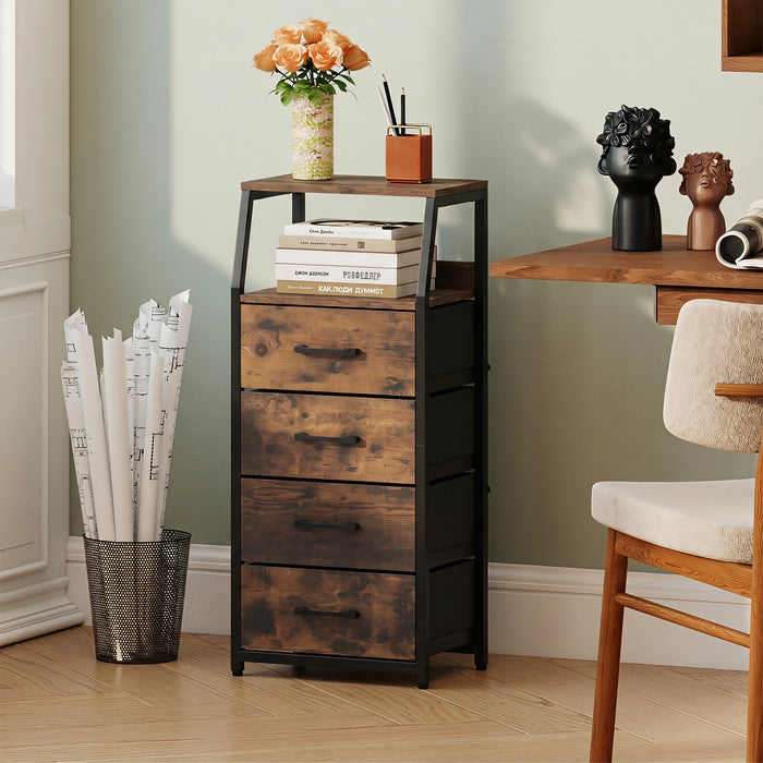 4-Drawer Storage Cabinet with Detachable and Foldable Fabric Drawers-