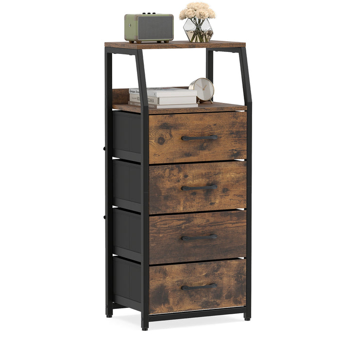 4-Drawer Storage Cabinet with Detachable and Foldable Fabric Drawers-
