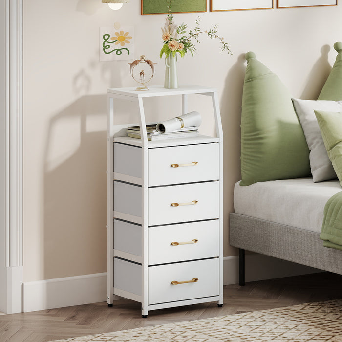 4-Drawer Storage Cabinet with Detachable and Foldable Fabric Drawers-