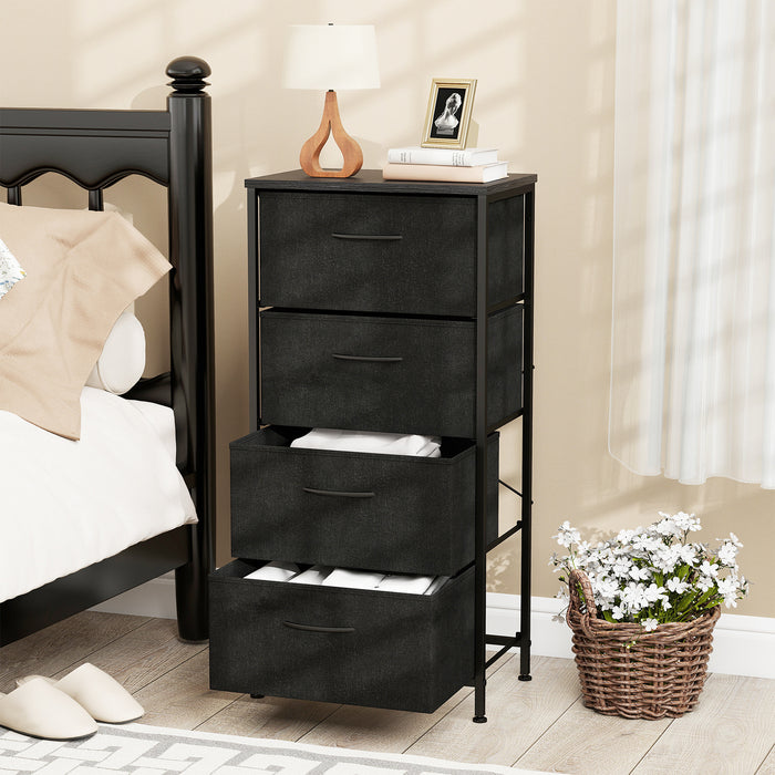 4 Drawers Dresser Fabric Storage Tower with Wooden Top for Entryway Living Room and Closet-
