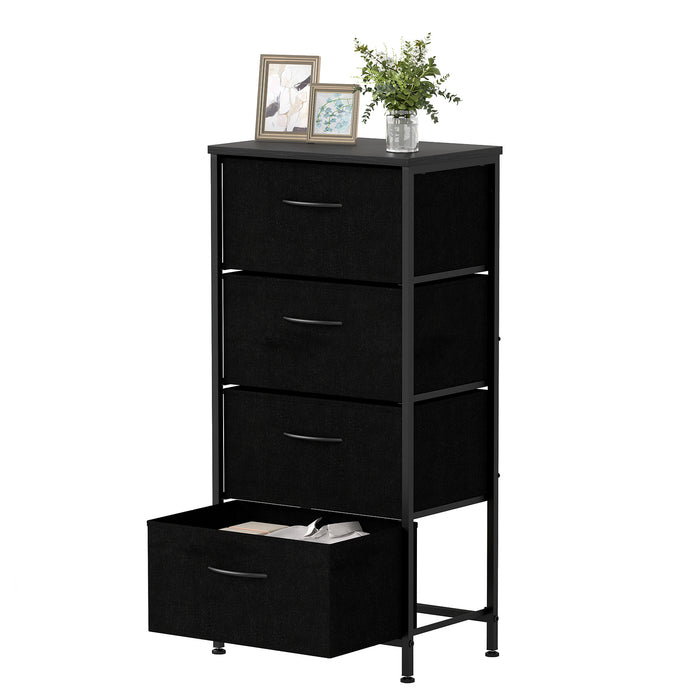 4 Drawers Dresser Fabric Storage Tower with Wooden Top for Entryway Living Room and Closet-