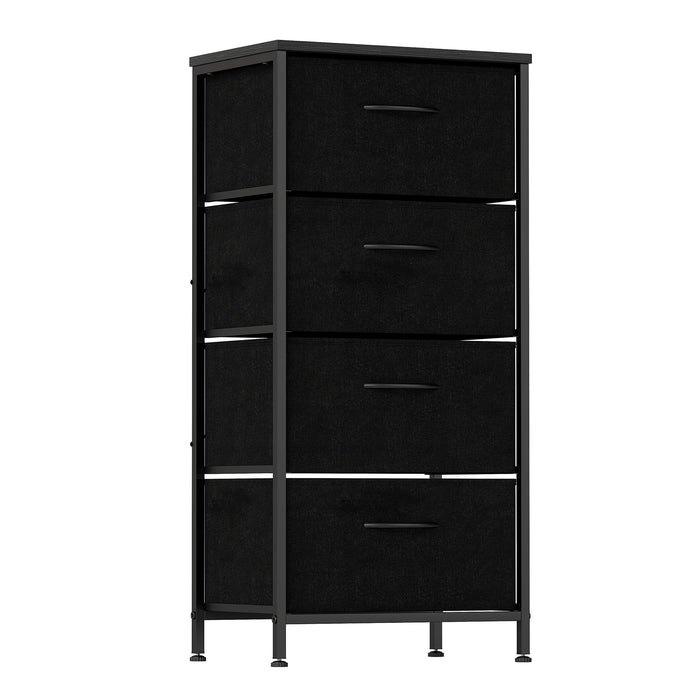 4 Drawers Dresser Fabric Storage Tower with Wooden Top for Entryway Living Room and Closet-