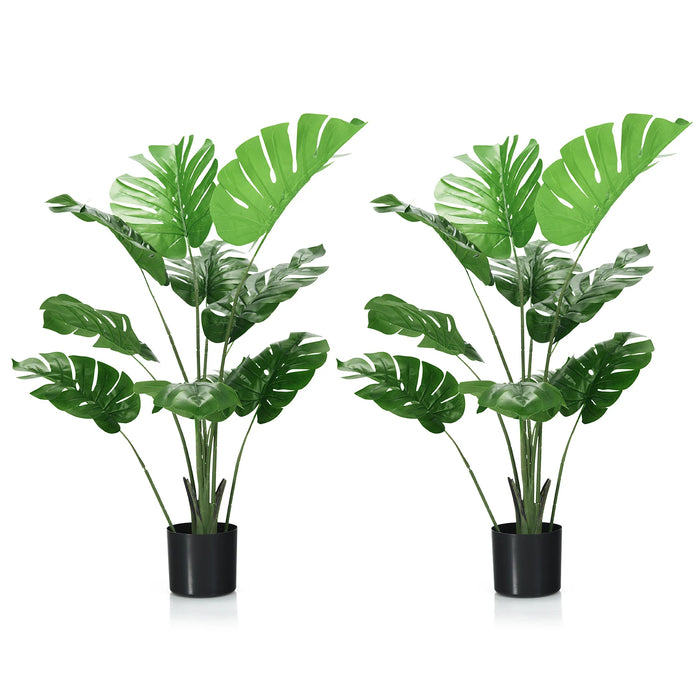 4 FT Artificial Monstera Plant with 10 Leaves in Pot for Indoor Outdoor Decor
