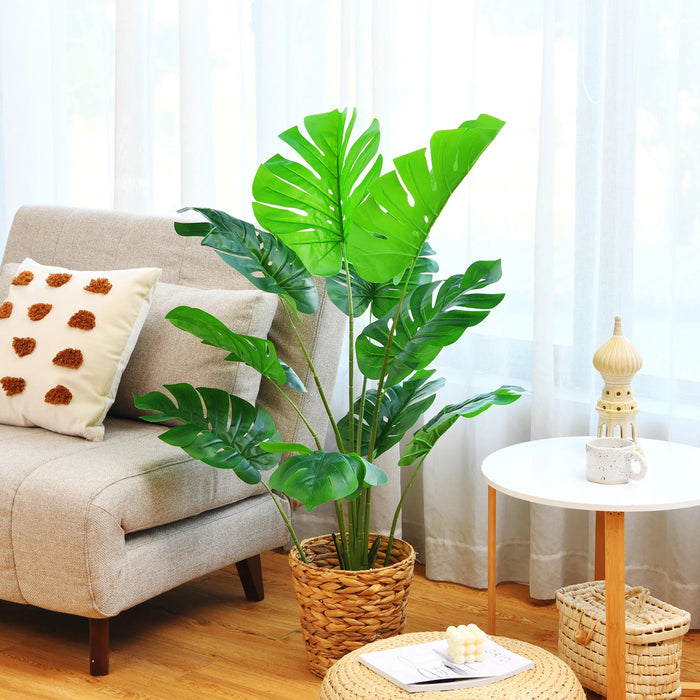 4 FT Artificial Monstera Plant with 10 Leaves in Pot for Indoor Outdoor Decor
