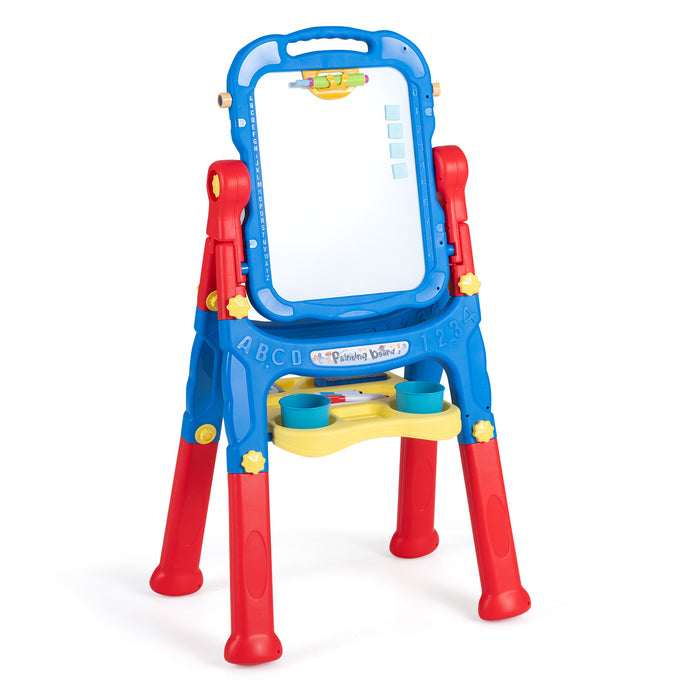 4-In-1 Double Side Easel for Toddler with Magnetic Chalkboard-