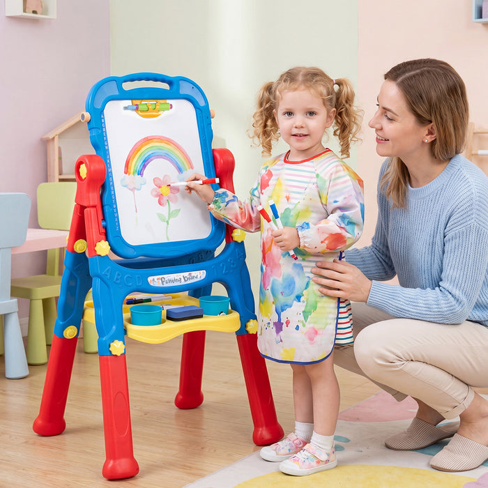4-In-1 Double Side Easel for Toddler with Magnetic Chalkboard-