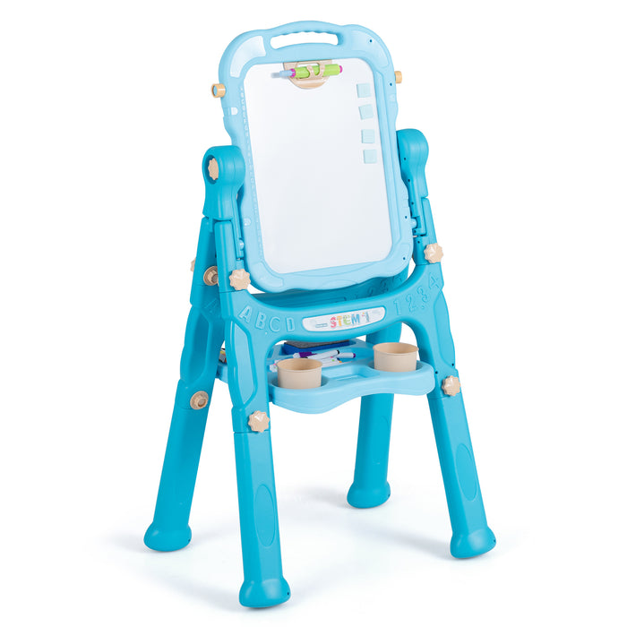 4-In-1 Double Side Easel for Toddler with Magnetic Chalkboard-