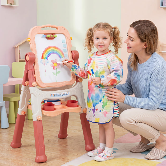4-In-1 Double Side Easel for Toddler with Magnetic Chalkboard-
