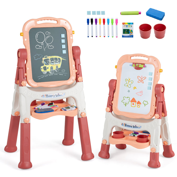 4-In-1 Double Side Easel for Toddler with Magnetic Chalkboard-