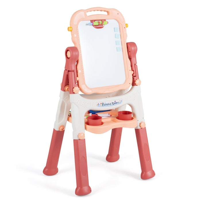 4-In-1 Double Side Easel for Toddler with Magnetic Chalkboard-