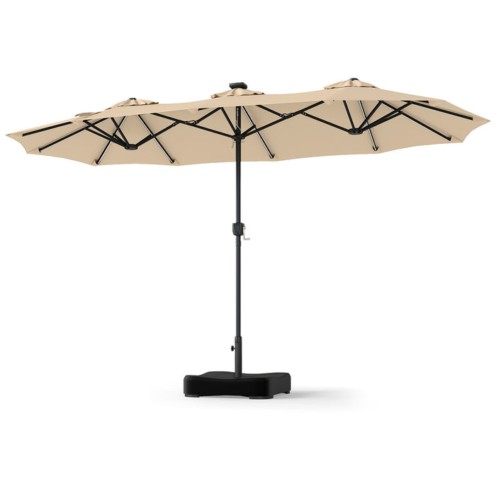 4 M Double-Sided Patio Umbrella Base Included with 108 Multi-Color LED Lights and  3 Air Vents-Grey