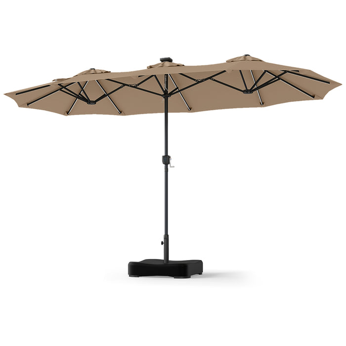 4 M Double-Sided Patio Umbrella Base Included with 108 Multi-Color LED Lights and  3 Air Vents-Grey